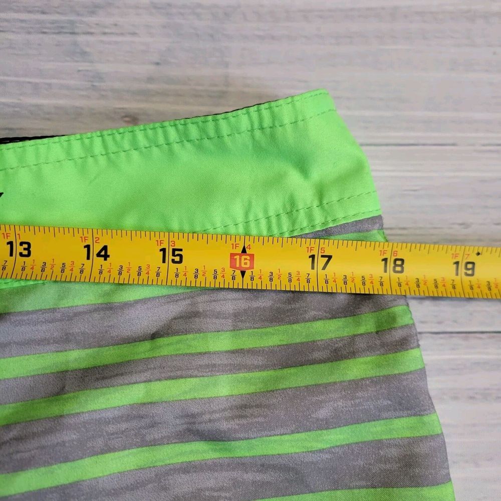 Hurley Board Shorts Mens 32 (36) Lime Green Gray Swim Trunks Drawstring Pocket - Picture 6 of 8